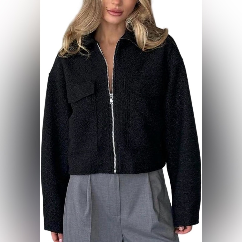 Women's Black Zip-Up Jacket
